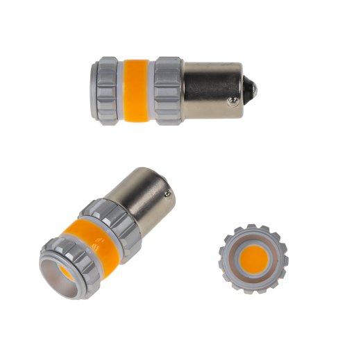 LED BA15s oranžová, COB 360⁰, 9-60V, 12W