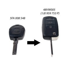 Náhr. klíč pro Škoda, VW, Audi, Seat, 3tl., 433MHz, 1J0 959 753 P