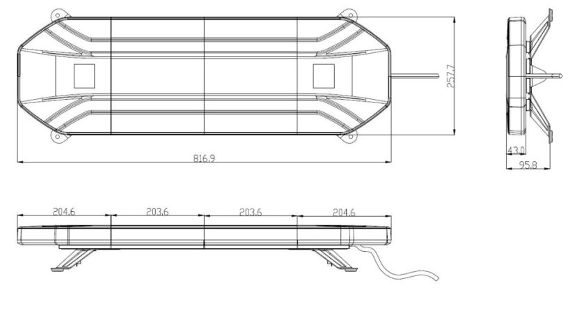 LED rampa 817mm, oranžová, 12-24V, 126x1W LED, ECE R65