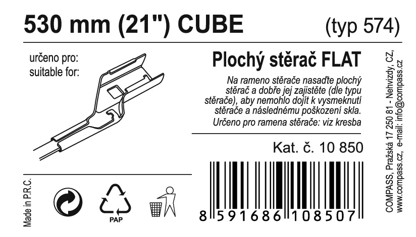 Stěrač FLAT BULK (CUBE) 21"/530mm