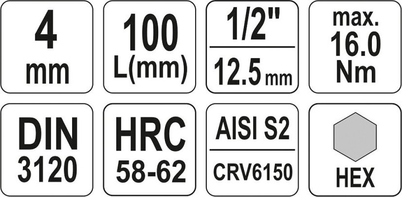 Nástavec prodloužený 1/2" bit Imbus H4