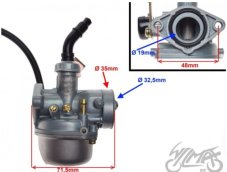 Karburátor pro 4T motory, lanko na sytič