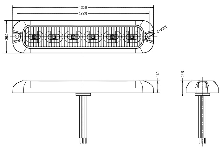 PREDATOR 6x4W LED, 12-24V, červeno-modrý ECE R10