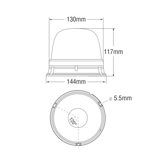 LED maják, 12-24V, 10x1,8W, oranžový, pevná montáž, ECE R65 R10