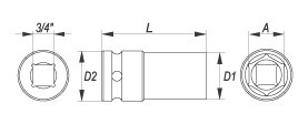 Nástavec 3/4" rázový šestihranný hluboký 48 mm CrMo