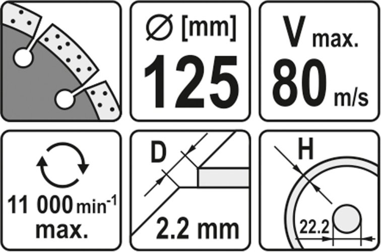 Kotouč řezný diamantový 125 x 22,2 x 2,2 mm