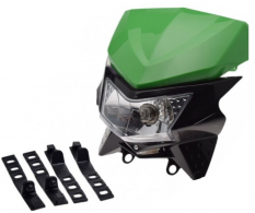 Přední enduro maska se světlem - Černá/Zelená