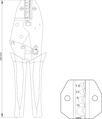 Kleště konektorové 230mm, 22-8(AWG), 1,5-10,00mm2