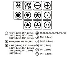 Šroubovák hodinářský + bity 32 ks CrV