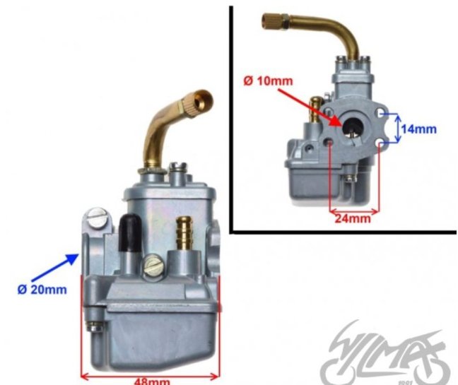 Karburátor pro Hercules, KTM, Puch, Sachs, přívod 10 mm