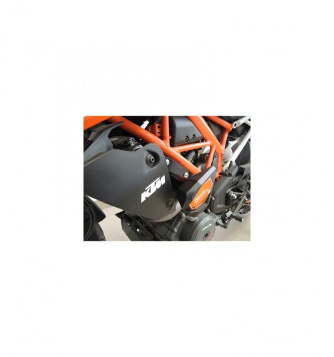 Padací slidery SL01 KTM 390 Duke - Barva krytek: Červený eloxovaný hliník, Barva sliderů: Černý polyamid