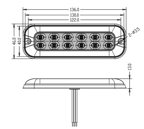 PREDATOR 12x4W LED, 12-24V, červeno-modrý, ECE R10