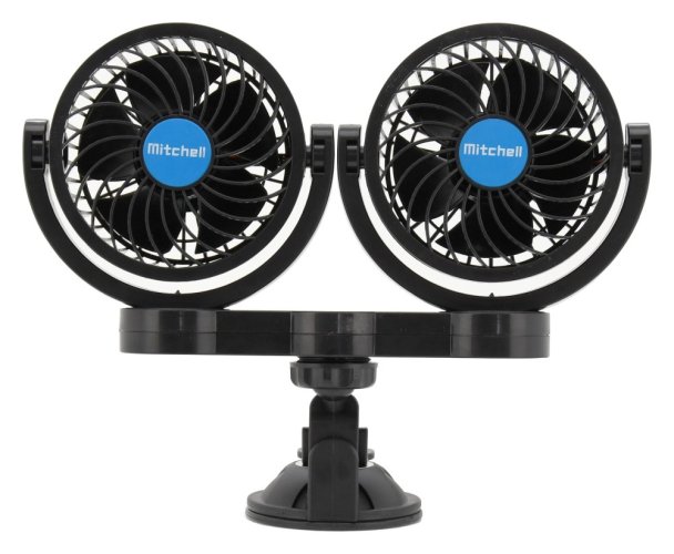 Ventilátor MITCHELL DUO 2x108mm 12V na přísavku