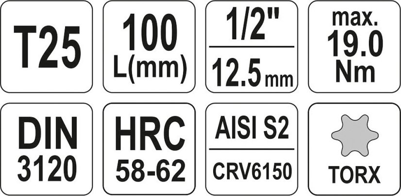 Nástavec prodloužený 1/2" bit Torx T25