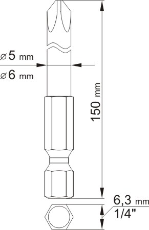 Sada bitů 1/4" 2 ks křížové L=150 mm PH1, PH2