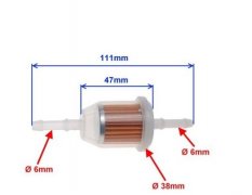 Benzínový filtr s papírovou vložkou pro hadice 6 a 8mm