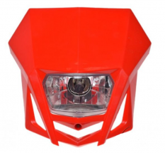 Přední enduro maska se světlem - Červená