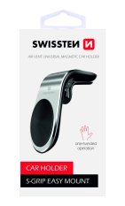 Magnetický držák mobilu do mřížky SWISSTEN Easy Mount stříbrný, 46676