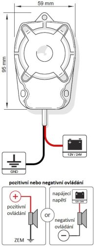 Miniaturní piezo siréna TYTAN 24V