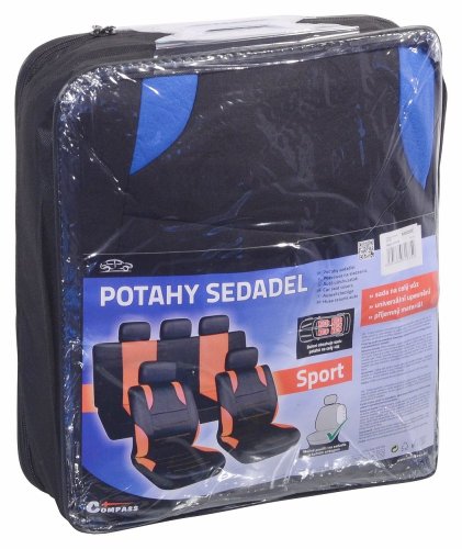 Potahy sedadel sada 9ks SPORT modré AIRBAG