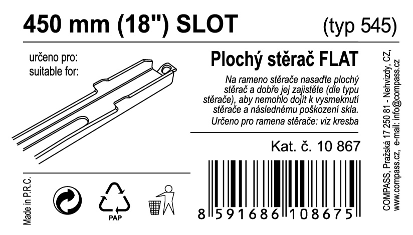 Stěrač FLAT BULK (SLOT) 18"/450mm