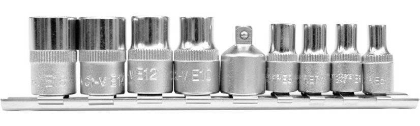 Sada nástavců 1/4", 3/8"  TORX 9 ks E5-E16