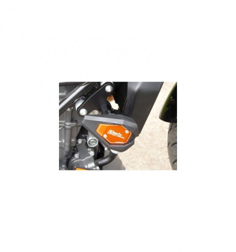 Padací slidery SL01 KTM 125 Duke / 200 Duke - Barva krytek: Červený eloxovaný hliník, Barva sliderů: Černý polyamid
