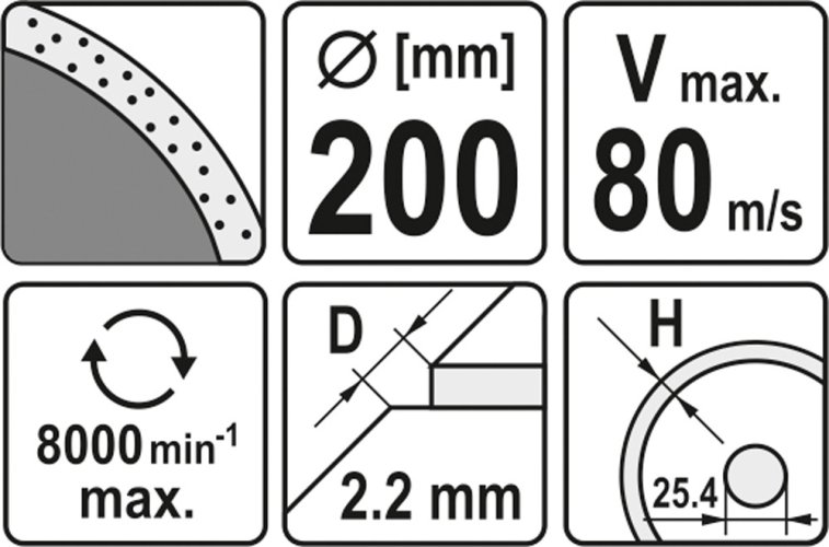 Kotouč řezný diamantový 200 x 25,4 x 2,2 mm hladký