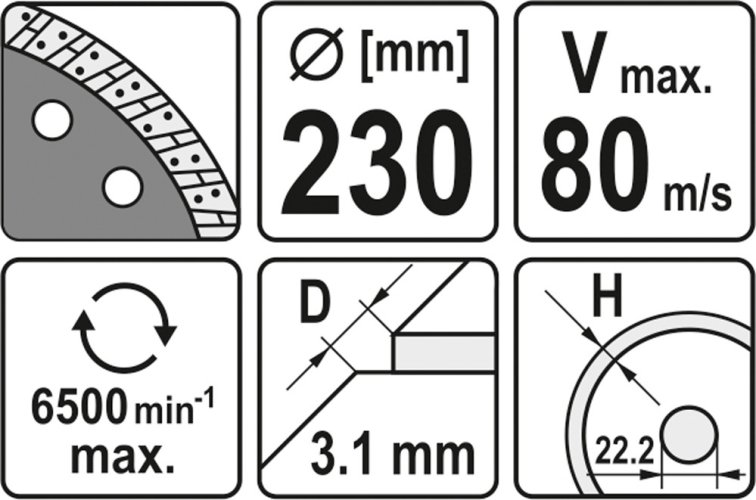 Kotouč řezný diamantový 230 x 22,2 x 3,1 mm turbo