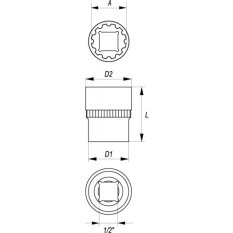 Nástavec 1/2" 22 mm vícezubý