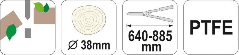 Nůžky na větve teleskop. 640-885mm (průměr 38mm)  rovný stříh