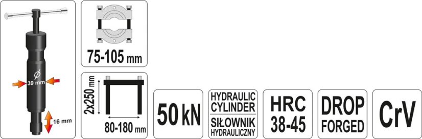 Stahovák a oddělovač s hydraulickým válcem 50kN