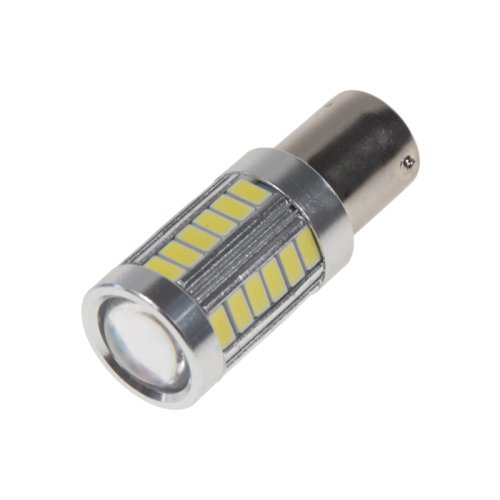 LED BAU15s bílá, 12-24V, 33LED/5730SMD s čočkou