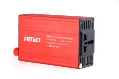 Měnič napětí AMiO 12V/230V, 300W/600W 2xUSB, 02470