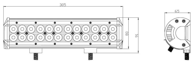 LED světlo obdélníkové, 24x3W, 305x80x65mm, ECE R10