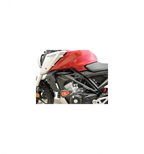 Padací slidery SL01 Honda CB125 R Neo Sport Café - Barva krytek: Červený eloxovaný hliník, Barva sliderů: Černý polyamid