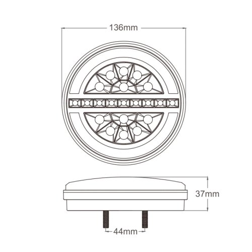 Sdružená LED lampa zadní s dynamickými blinkry 12/24V