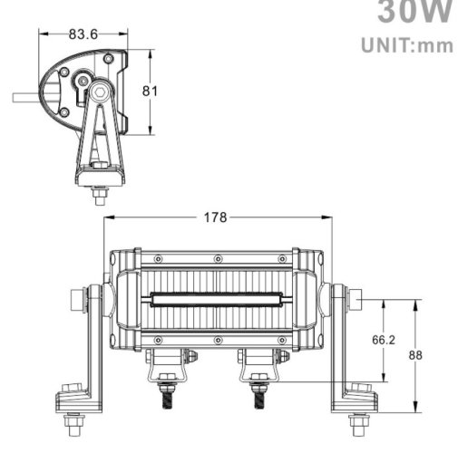 LED světlo s pozičním světlem, 10x3W, 178mm, ECE R10