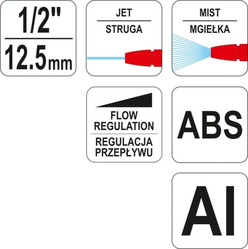 Pistole postřikovací 1/2" plast/Al