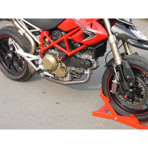 Padací protektory PHV Ducati Hypermotard 796 / 1100 / Streetfighter / S (1098) - Barva krytek: Červený eloxovaný hliník, Typ protektoru: PHV1K-půlkulatý černý protektor