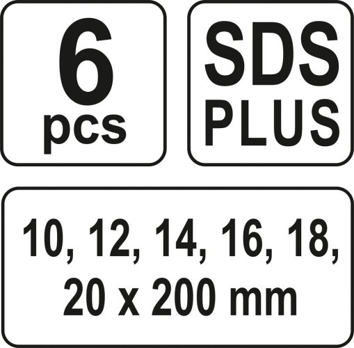 Sada hadovitých vrtáků do dřeva 10.12.14.16.18.20 délka 230mm SDS plus