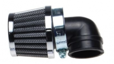 Sportovní vzduchový filtr pro motory 110cc a 125cc - 90´ ohyb - chrom - vhodný pro ATV a Dirtbike Pitbike Pocketbike 38mm