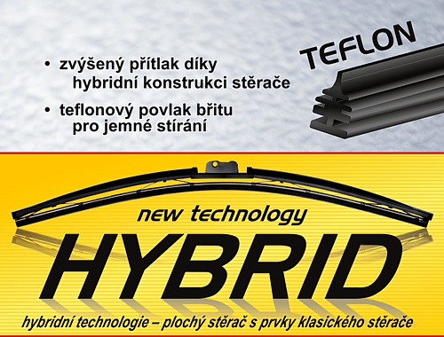 Stěrač HYBRID  430mm + 11 adaptérů TEFLON