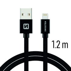 Kabel textile USB/Lightning SWISSTEN, černý, 45563 Kabel textile USB/Lightning SWISSTEN, černý, 45563
