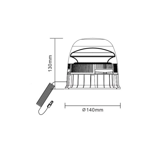 LED maják, 12-24V, 45xSMD2835 LED, oranžový, magnet, ECE R65