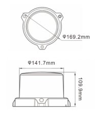 LED maják, 12-24V, 96x0,5W, oranžový, magnet, ECE R65 R10