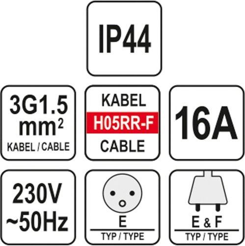 Prodlužovák elektrický-s gumovou izolací  16A,IP44  30 m