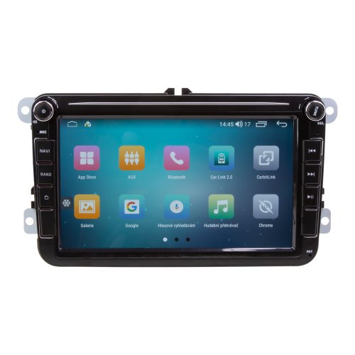 Autorádio pro VW, Škoda s 8" LCD, Android, WI-FI, GPS, CarPlay, Bluetooth, 4G, 2x USB