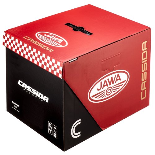 Moto přilba Cassida Fibre Jawa Sport černá/stříbrná/červená