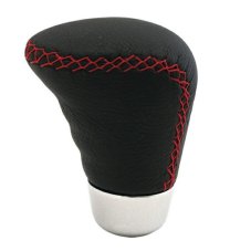 Hlavice řadící páky kožená černá s červeným obšitím, 01458_c